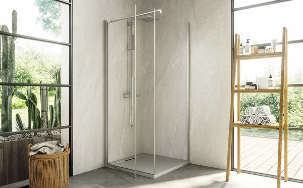 Box doccia 100x90 a battente vetro temperato 6 mm 195 H cromo Linje