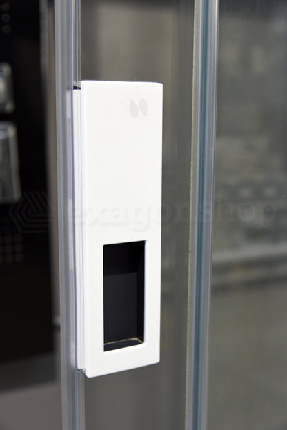 Novellini Opera Box doccia 140x80 uno scorrevole H 200 vetro 8 mm profilo bianco opaco