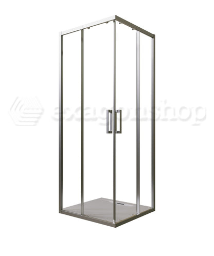 Box doccia 70x70 ante scorrevoli reversibile vetro temperato trasparente H 195 profilo cromo Marsiglia