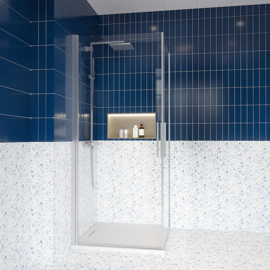 Box doccia 70x80 doppio battente vetro temperato 6 mm 195 H cromo Linje