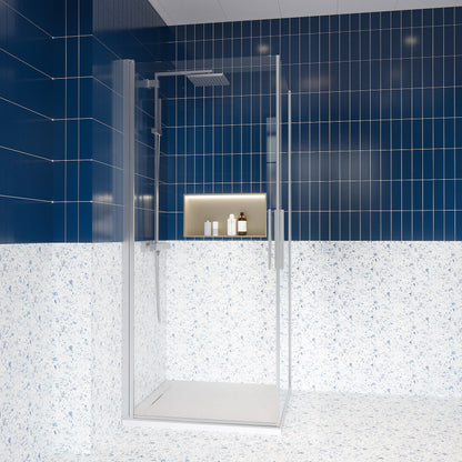 Box doccia 80x80 doppio battente vetro temperato 6 mm 195 H cromo Linje