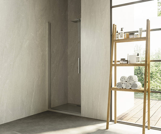 Box doccia 90 cm a nicchia vetro temperato 6 mm 195 H cromo Linje