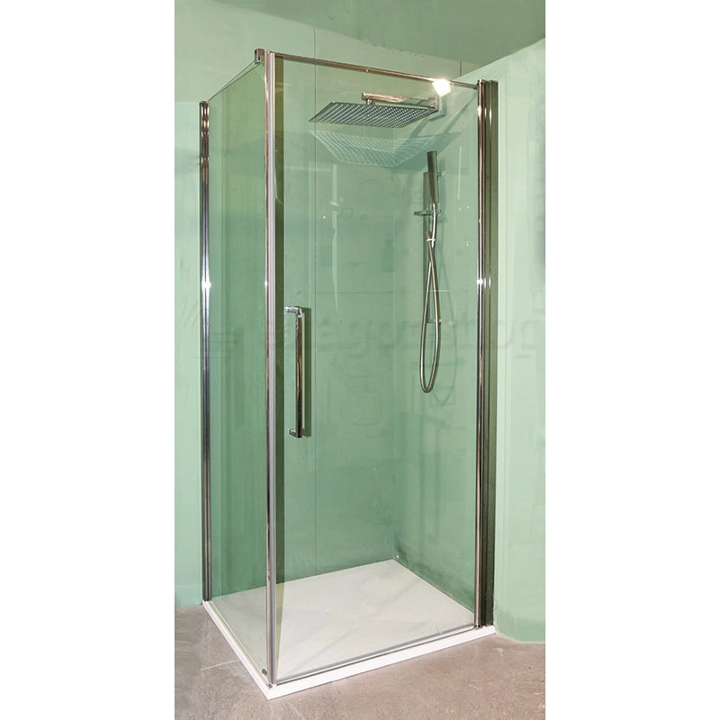 Novellini Young G+F Box doccia 90x70 battente vetro 6 mm H Cromo Lucido, dettaglio dei profili e delle cerniere in alluminio