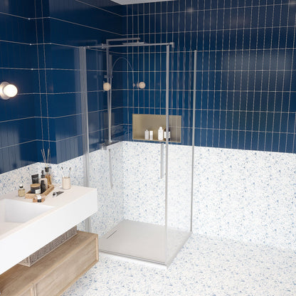 Box doccia 90x90 a battente vetro temperato 6 mm 195 H cromo Linje