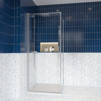 Box doccia 90x90 a battente vetro temperato 6 mm 195 H cromo Linje