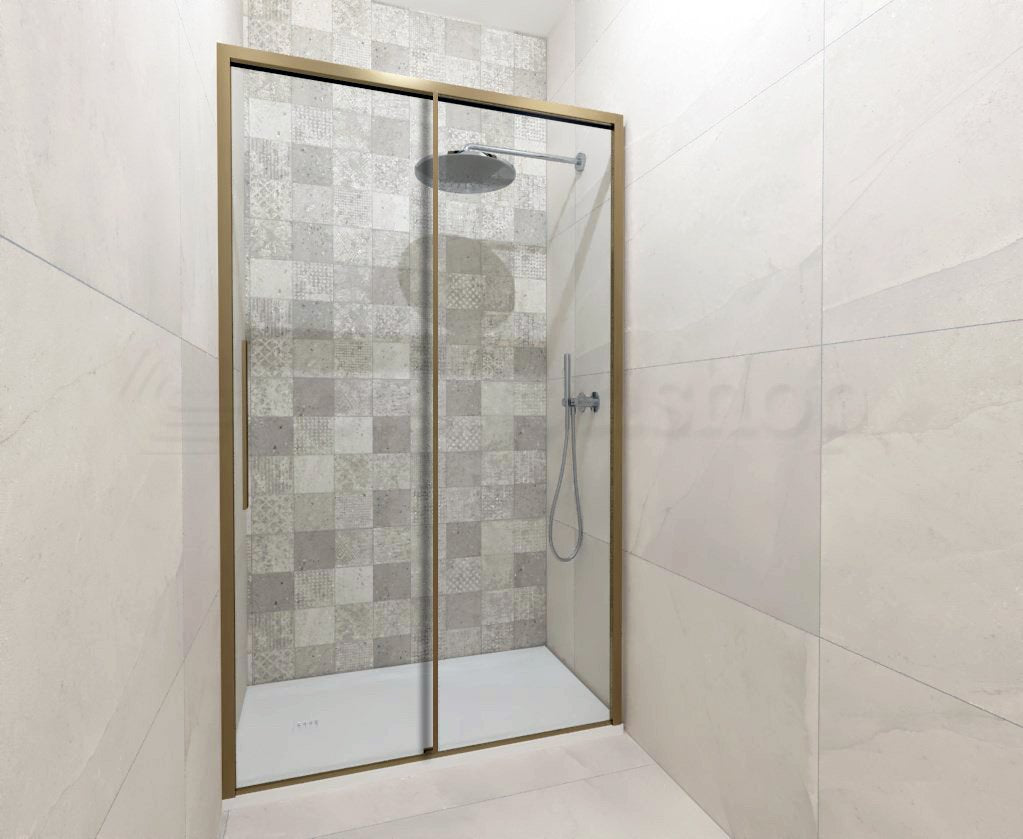 Box doccia a nicchia 137-141 cm scorrevole trasparente Oro in bagno completo, vista d'insieme dell'ambiente