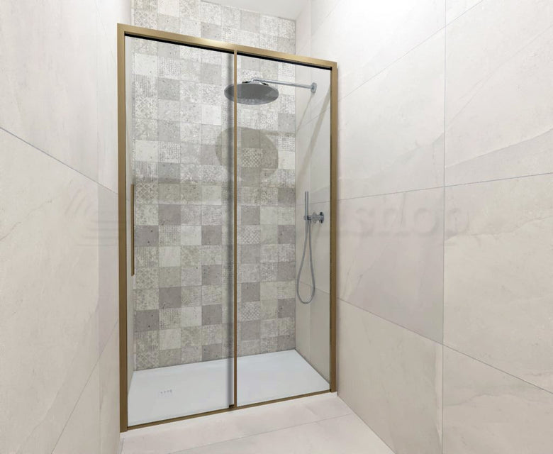 Box doccia a nicchia 137-141 cm scorrevole trasparente Oro in bagno completo, vista d'insieme dell'ambiente