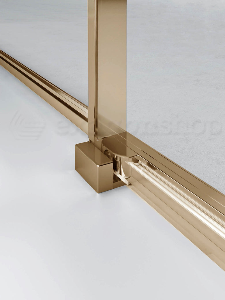 Box doccia a nicchia 137-141 cm scorrevole trasparente Oro installato in bagno moderno con ante in vetro temperato