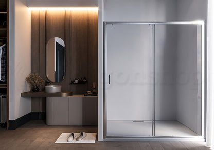 Box doccia a nicchia 160 cm anta scorrevole magnetica reversibile vetro temperato 6 mm H.190 profili alluminio cromo Nuvola