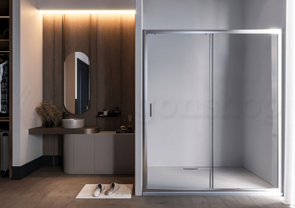 Box doccia a nicchia 160 cm anta scorrevole magnetica reversibile vetro temperato 6 mm H.190 profili alluminio cromo Nuvola