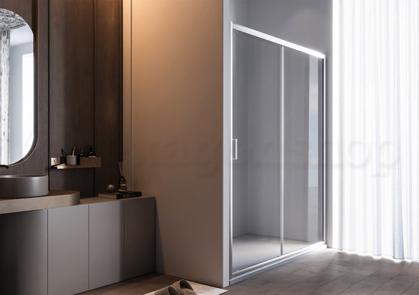 Box doccia a nicchia 160 cm anta scorrevole magnetica reversibile vetro temperato 6 mm H.190 profili alluminio cromo Nuvola