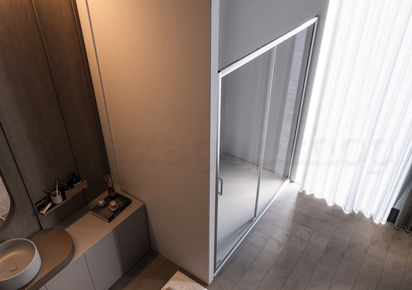 Box doccia a nicchia 160 cm anta scorrevole magnetica reversibile vetro temperato 6 mm H.190 profili alluminio cromo Nuvola