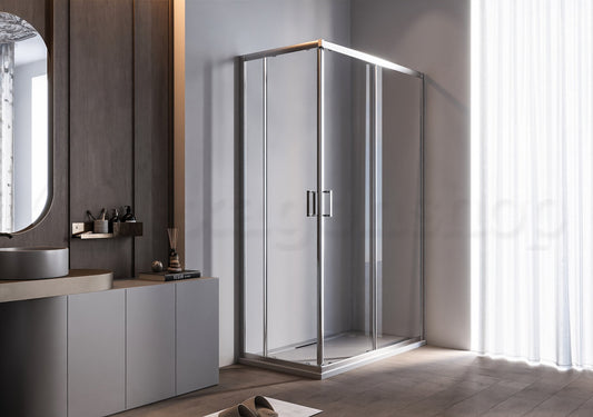 Box doccia 70x120 Nuvola 2 ante scorrevoli reversibile trasparente 6 mm H 190 cromo
