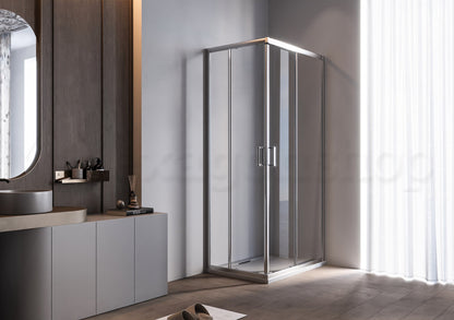 Box doccia 70x90 Nuvola due ante scorrevoli reversibile trasparente 6 mm H 190 cromo