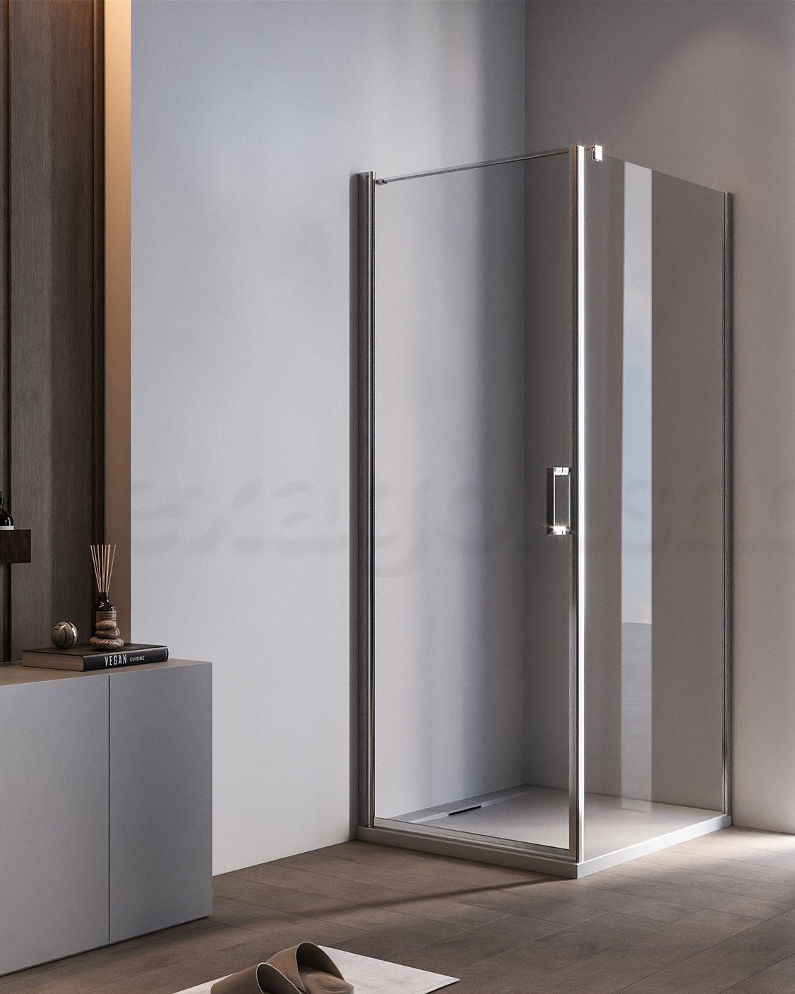 Box doccia 70x90 Nizza un battente reversibile 6 mm H 190 Cromato in bagno completo, vista d'insieme dell'ambiente...