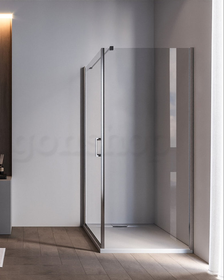 Box doccia 70x90 Nizza un battente reversibile 6 mm H 190 Cromato installato in bagno moderno con ante in vetro temperato...