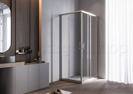 Box doccia 80x100 Nuvola due ante scorrevoli reversibile trasparente 6 mm H 190 cromo