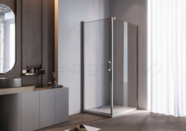 Box doccia 80x100 a battente vetro 6 mm H 190 alluminio cromo Nizza