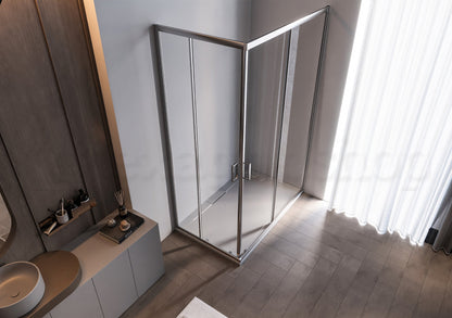 Box doccia 80x120 due ante scorrevoli magnetiche reversibile vetro temperato trasparente 6 mm H.190 profili alluminio cromo Nuvola