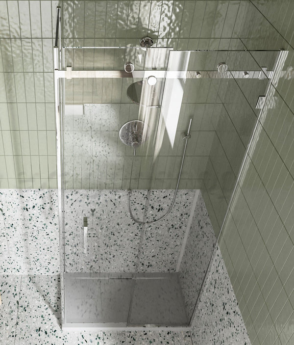 Box doccia 80x100 Sofia un anta scorrevole reversibile vetro 8 mm H 195 cromo