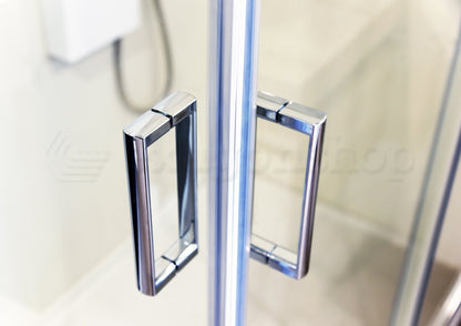 Box doccia 80x120 due ante scorrevoli magnetiche reversibile vetro temperato trasparente 6 mm H.190 profili alluminio cromo Nuvola