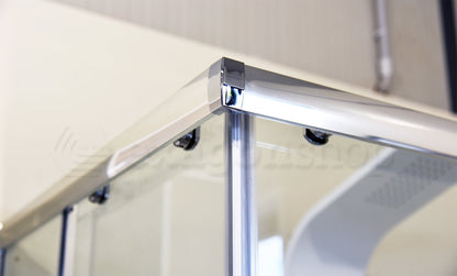 Box doccia 80x120 due ante scorrevoli magnetiche reversibile vetro temperato trasparente 6 mm H.190 profili alluminio cromo Nuvola
