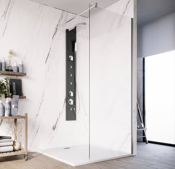 Parete doccia Walk in 120 cm Marsiglia vetro opaco 8 mm cromo H 195