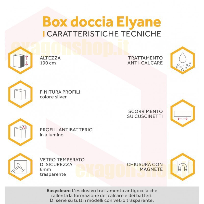 Schema tecnico di Novellini Elyane Sf Box Doccia angolare 80x80 a soffietto Cromato con misure e configurazione