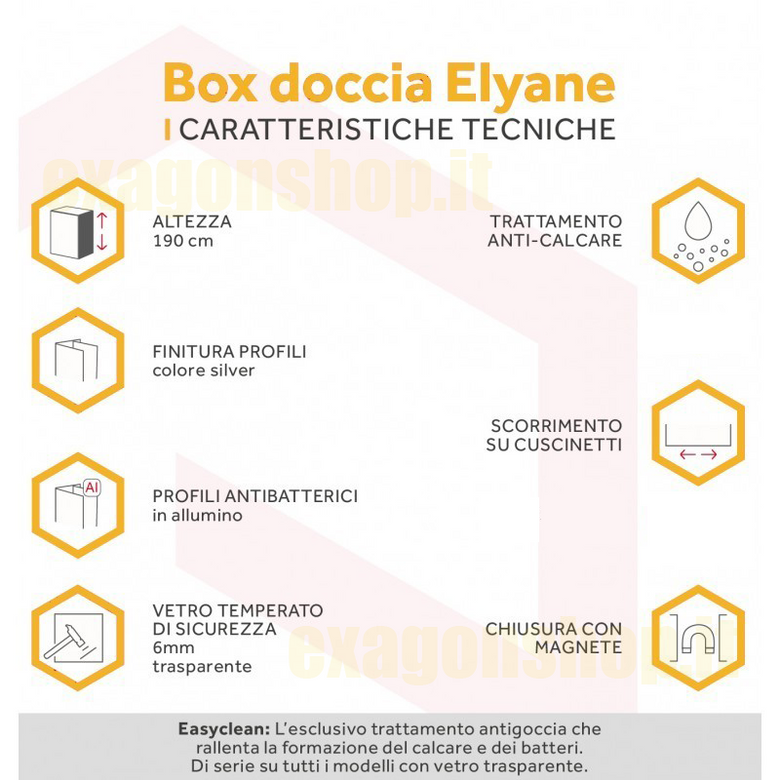 Schema tecnico di Novellini Elyane Sf Box Doccia angolare 80x80 a soffietto Cromato con misure e configurazione