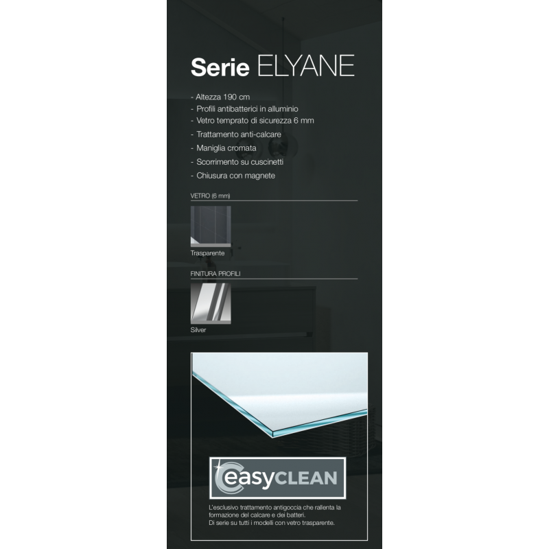 Novellini Elyane Sf Box Doccia angolare 80x80 a soffietto Cromato installato in bagno moderno con ante in vetro temperato