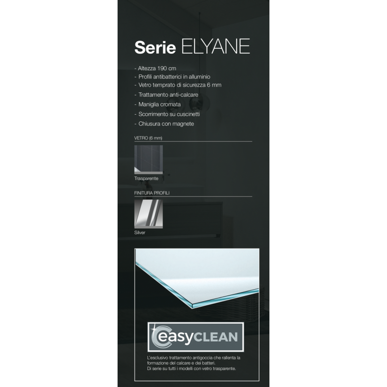 Novellini Elyane Sf Box Doccia angolare 80x80 a soffietto Cromato installato in bagno moderno con ante in vetro temperato