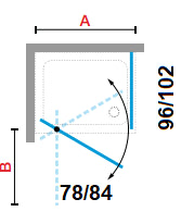 Box doccia ad angolo 80x100 un anta Battente In/out H.195 vetro trasparente Profili Silver Lunes 2.0 G Novellini