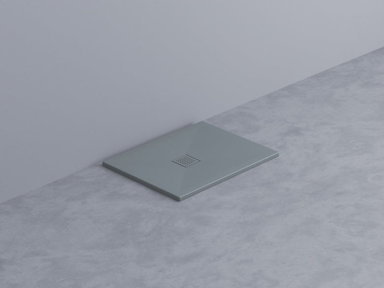 Cielo Infinito Piatto Doccia 70x90 H.3 Cm Da Appoggio O Grey in ceramica visto dall'alto con superficie e piletta di scarico