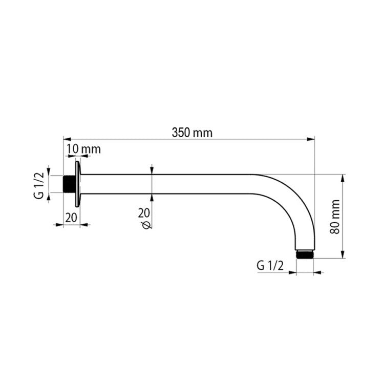 Set doccia soffione e doccetta in acciaio cromo Platinum, vista laterale del profilo - Exagonshop