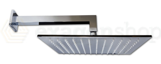 Soffione Doccia 30x30 Quadro Slim con braccio 30 cm Acciaio Cromo Lucido