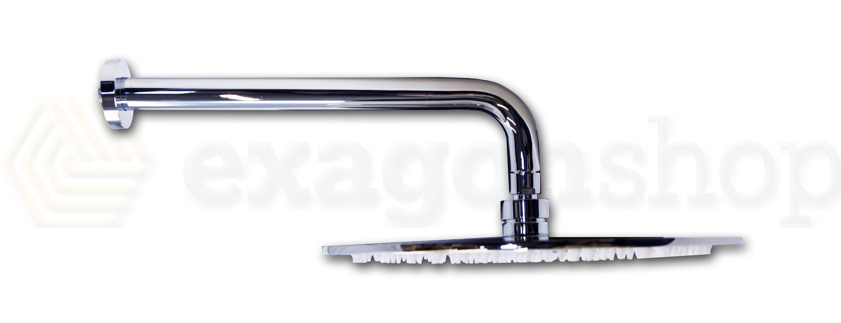 Soffione doccia tondo 30 cm sp. 6,5 mm con braccio 30 cm in, componenti inclusi smontati: corpo incasso, placca e rosone...
