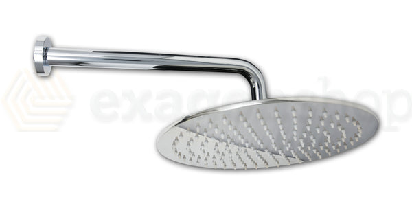 Soffione doccia tondo 30 cm sp. 6,5 mm con braccio 30 cm in acciaio cromo lucido Smart