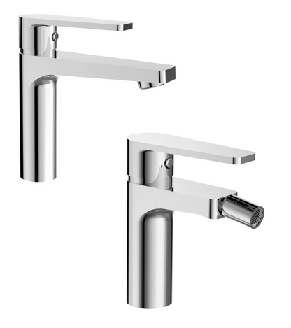 Bridge coppia miscelatori monocomando per lavabo e bidet cromo