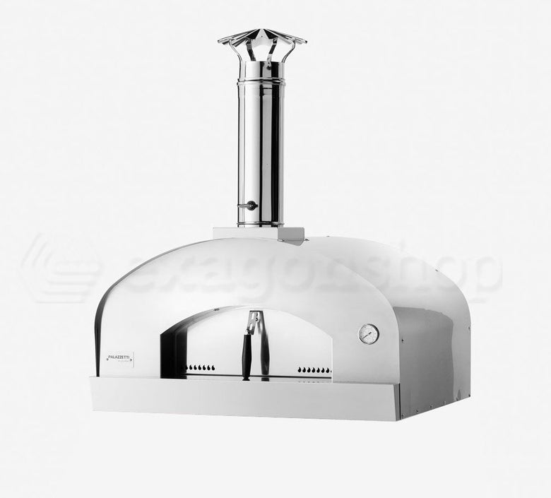 Palazzetti Carmine forno pizza a legna da appoggio Acciaio, vista laterale che mostra profilo e dimensioni
