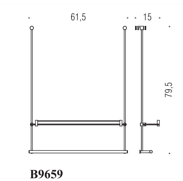 Cavalletto universale per box doccia con mensola e portasalviette cromo B9659 Colombo Design