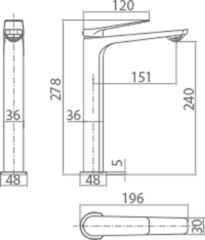 Miscelatore monocomando alto per lavabo senza scarico in ottone nero opaco momo