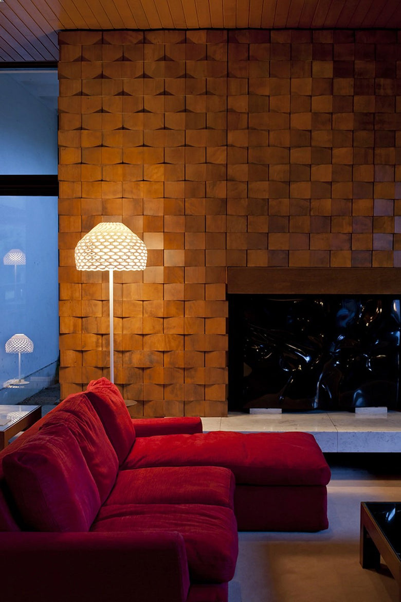 Flos Tatou Floor Lampada a pavimento bianco, particolare del diffusore luminoso - Flos