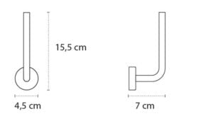 Portarotolo tondo verticale in acciaio inox cromo New line Cromato, vista laterale del profilo a muro - Exagonshop