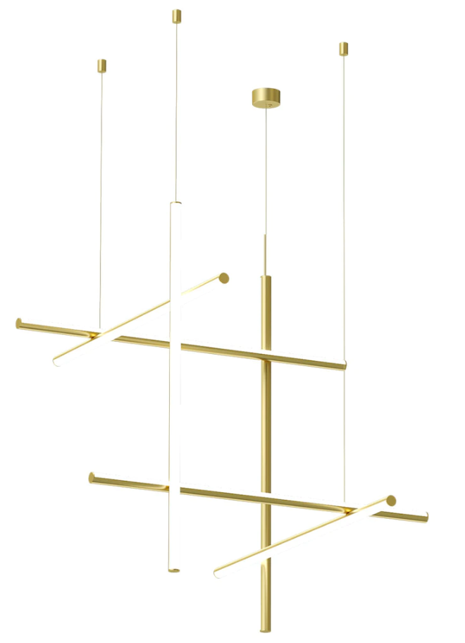 Flos Coordinates Suspension 3 CLIII Lampada sospesa da Champagne Anodizzato in alluminio accesa in ambiente, design e...