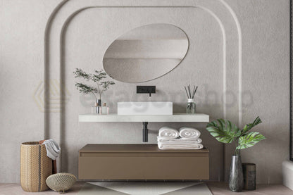 Mobile bagno grigio creta opaco 120x50 Oasy un cassetto con top e lavabo rettangolare da appoggio