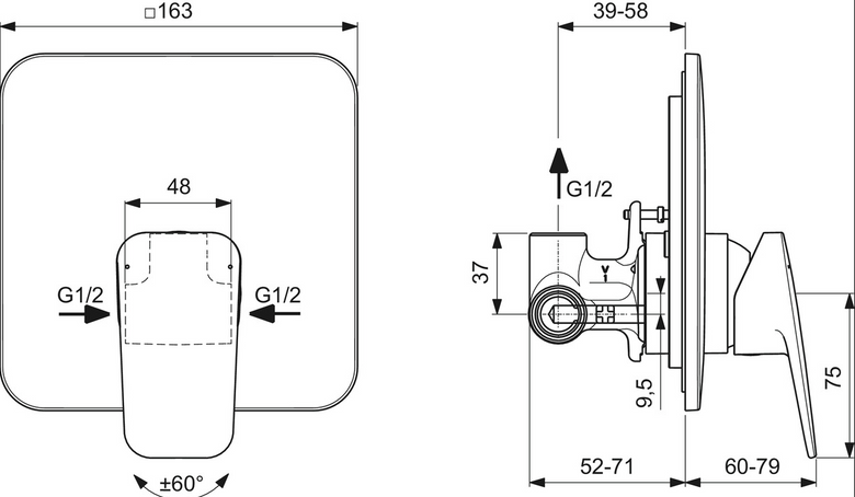 Ideal Standard Ceraplan Set Completo Miscelatori Lavabo visto dall'alto con superficie e piletta di scarico