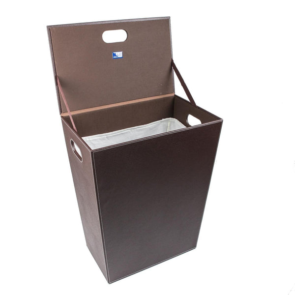 Koh-I-Noor 2463 Cesto Porta Biancheria Grande 48x30 In Mdf E Ecopelle Marrone Scuro
