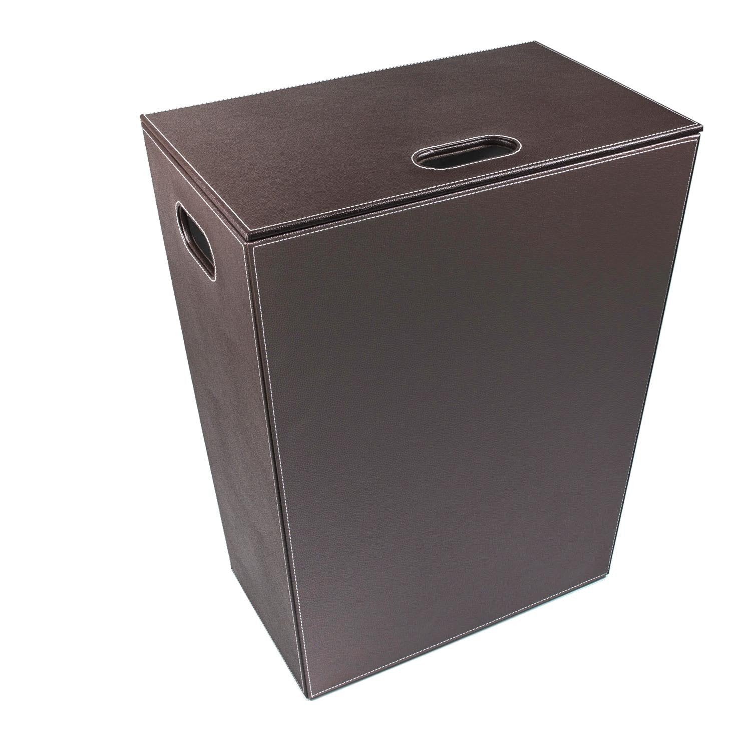 Koh-I-Noor 2463 Cesto Porta Biancheria Grande 48x30 In Mdf E Ecopelle Marrone Scuro
