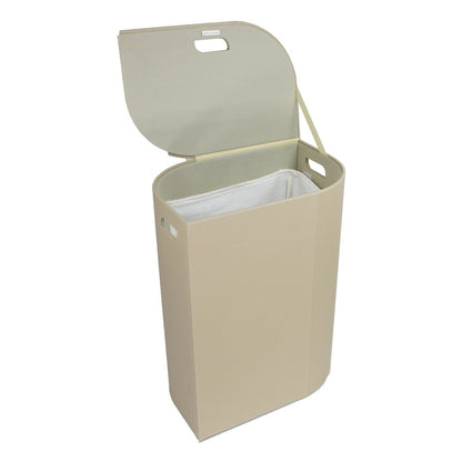 Koh-i-noor Vela cesto portabiancheria 48x32 H.61 con sacco interno in mdf ed ecopelle tortora