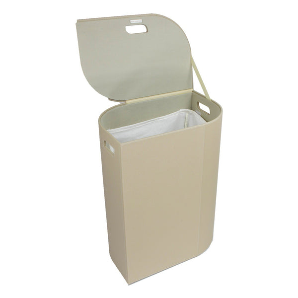 Koh-i-noor Vela cesto portabiancheria 48x32 H.61 con sacco interno in mdf ed ecopelle tortora